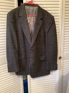 Vintage Boston Traders 100% wool black tweed blazer,size missing
